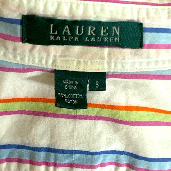 RALPH LAUREN LRL Long Sleeve Button Womens Rainbow Stripe Size S - Picture 3 of 4